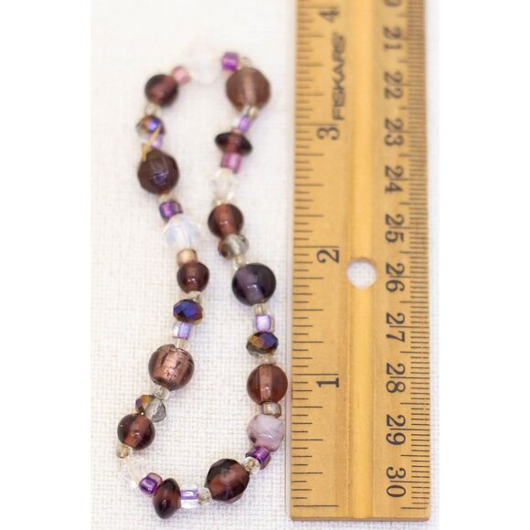 Vintage Amethyst Crystal Beaded Bracelet 7 Inch - AB1 - Picture 3 of 3